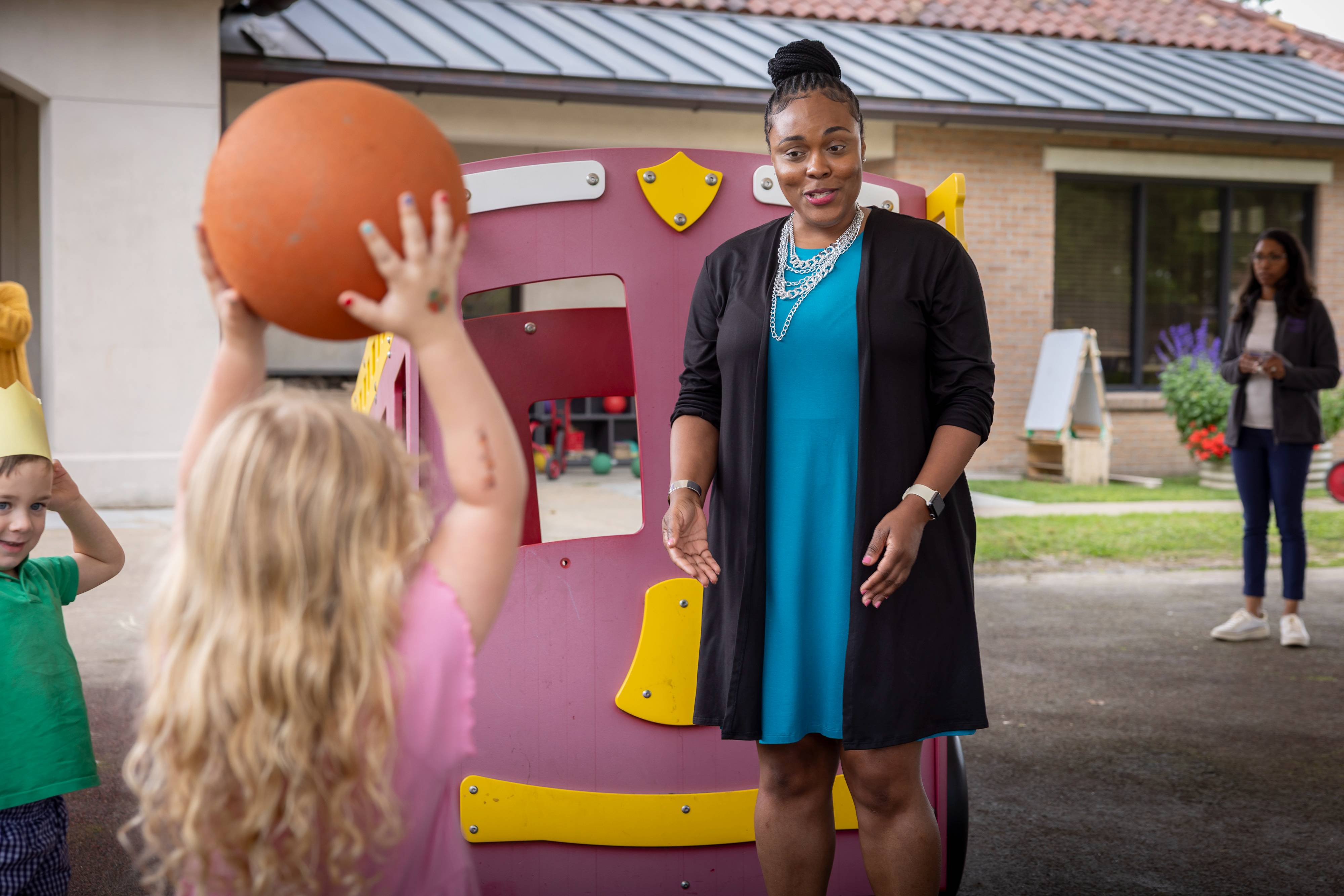 Baton Rouge business leader interacts with student