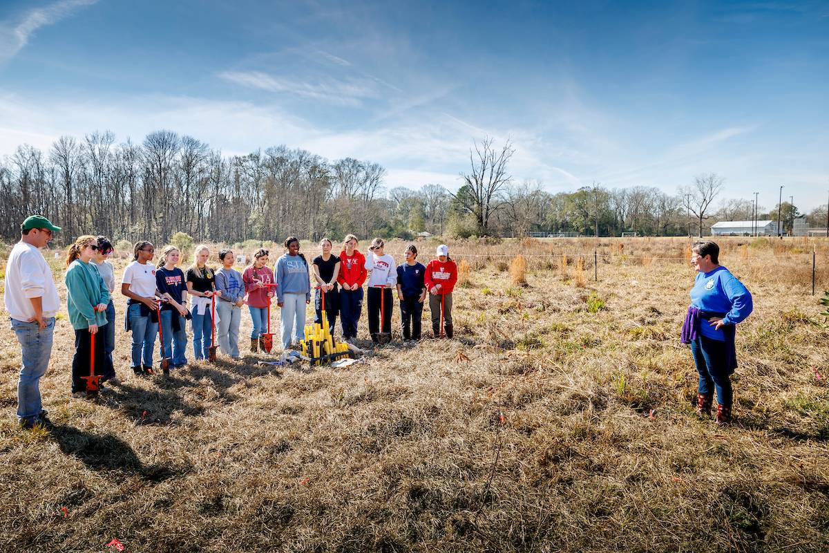 Pam Blanchard and student group 