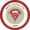 Beta Alpha Psi logo red circle with gold text