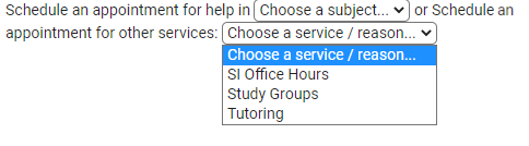 Choose a Service Dropdown