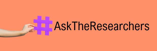 hand holding a hastag with saying Ask The Researchers