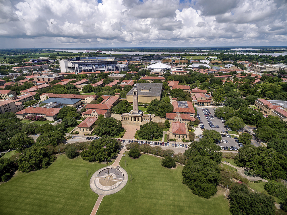 aerial view of LSU