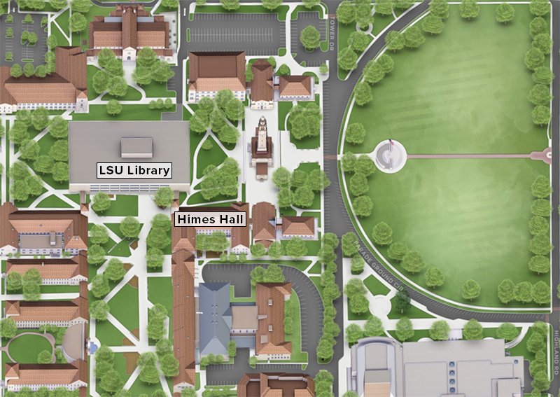 Illustration of Himes Hall location on campus