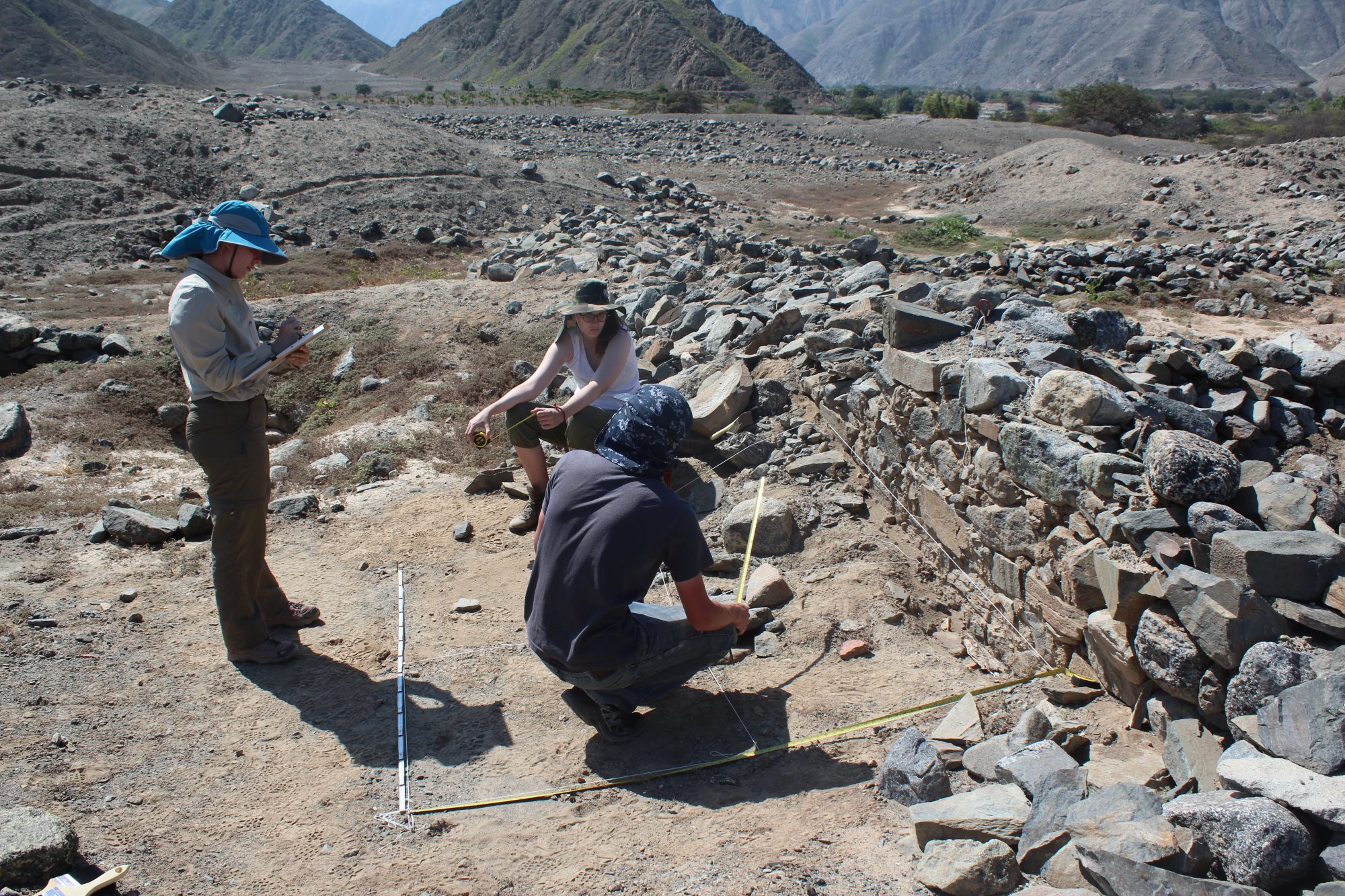 student excavating