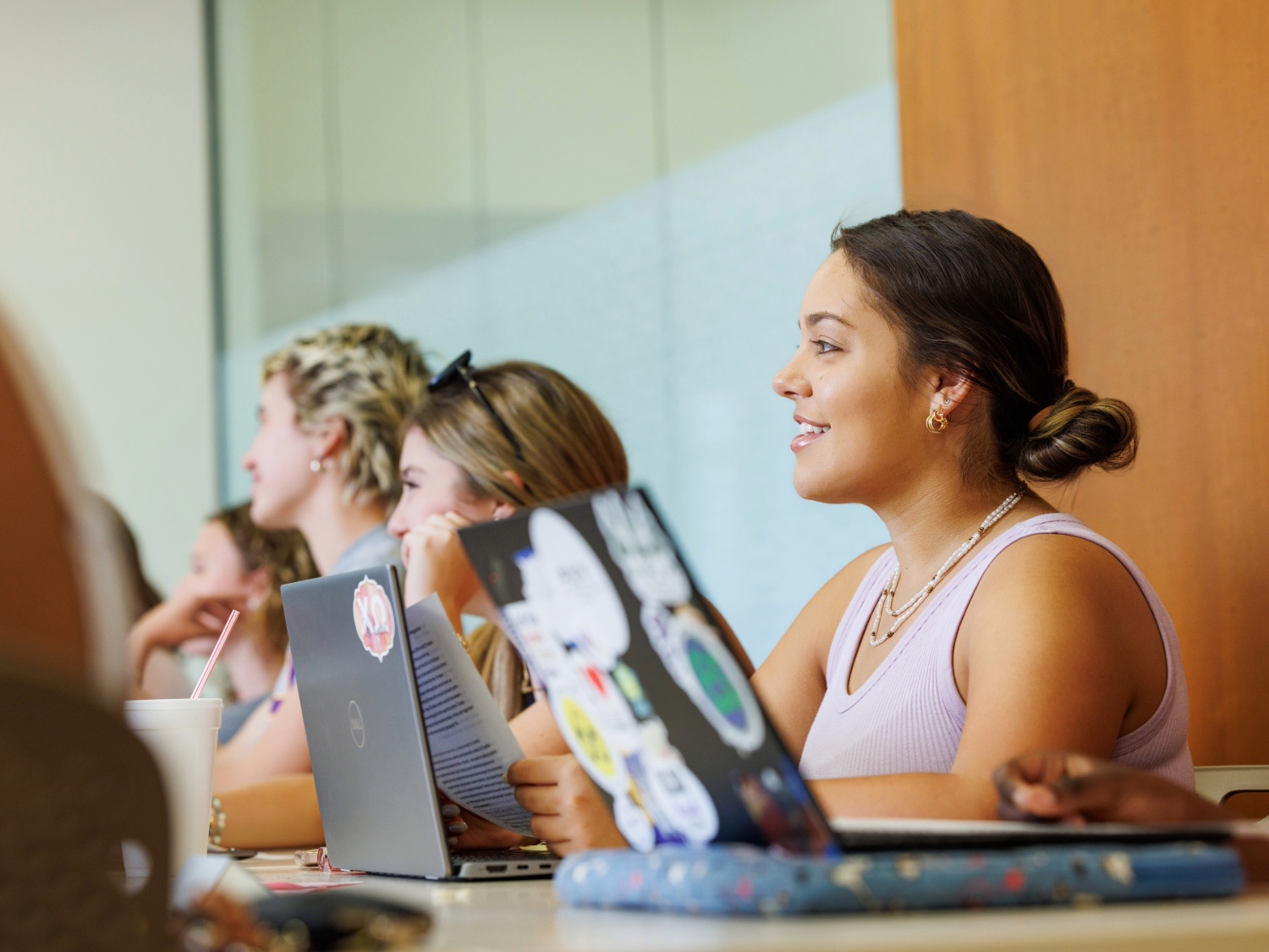 An LSU Honors student in class in the French House