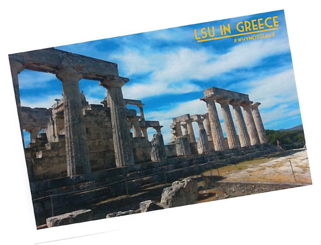 LSU in Greece postcard