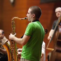 photo: student playing an instrument