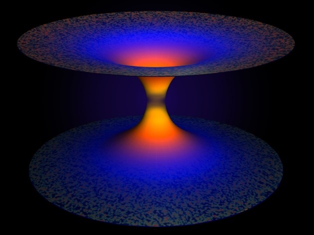 Artist depiction of loop quantum gravity effects in a black hole. Credit: A. Corichi and J. P. Ruiz.