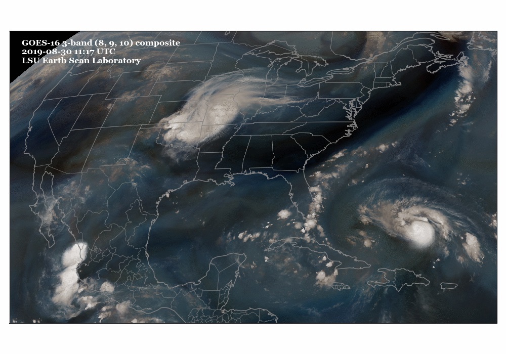 Hurricane Dorian satellite image by LSU Earth Scan Lab