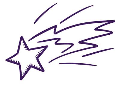 Illustration of a purple shooting star, LSU College of Science Pursuit for Kids