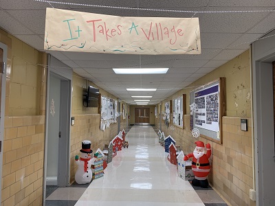 Physics and Astronomy It Takes a Village Decorated Hallway