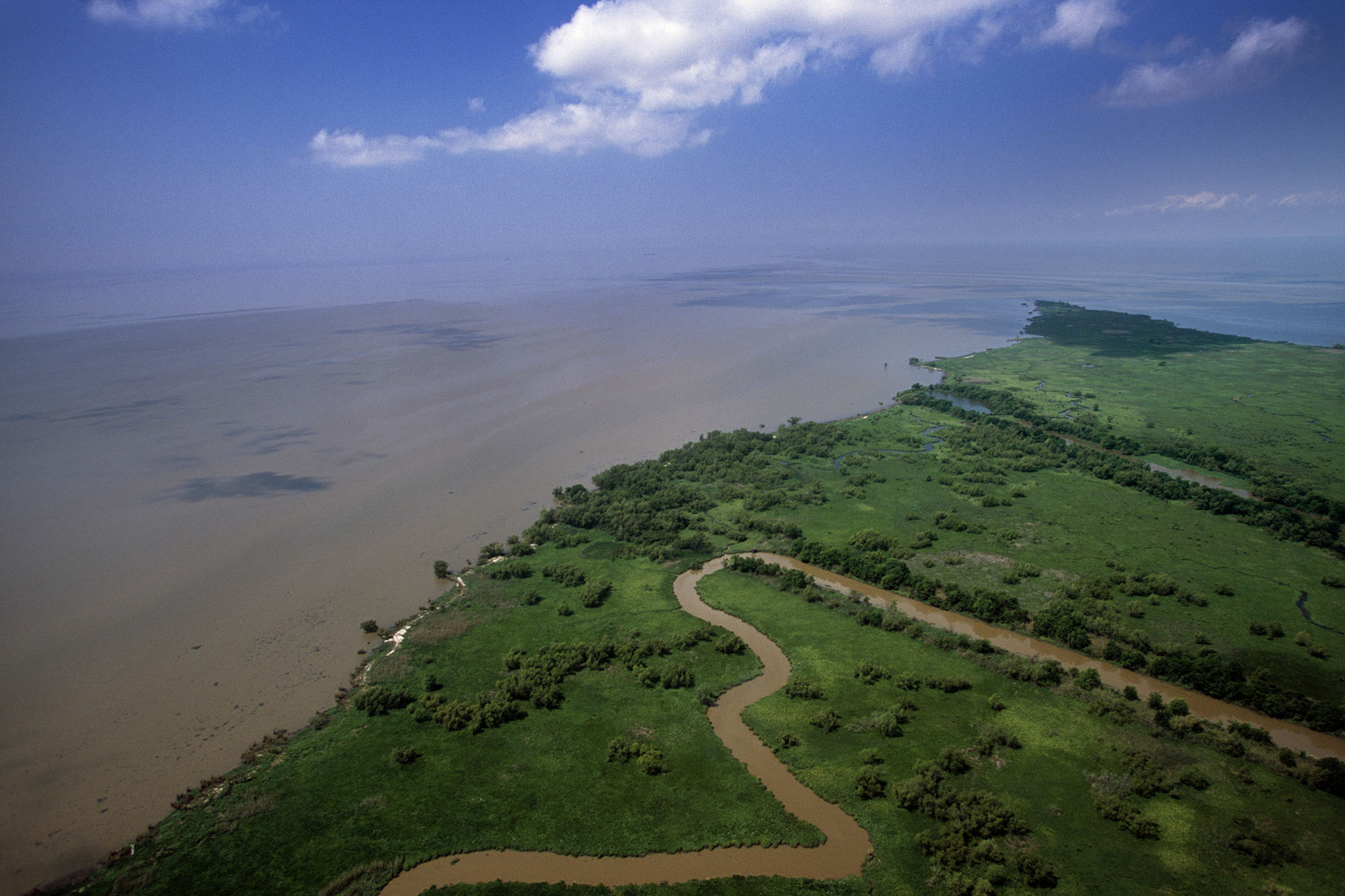 Aerial of the Lousiana coast