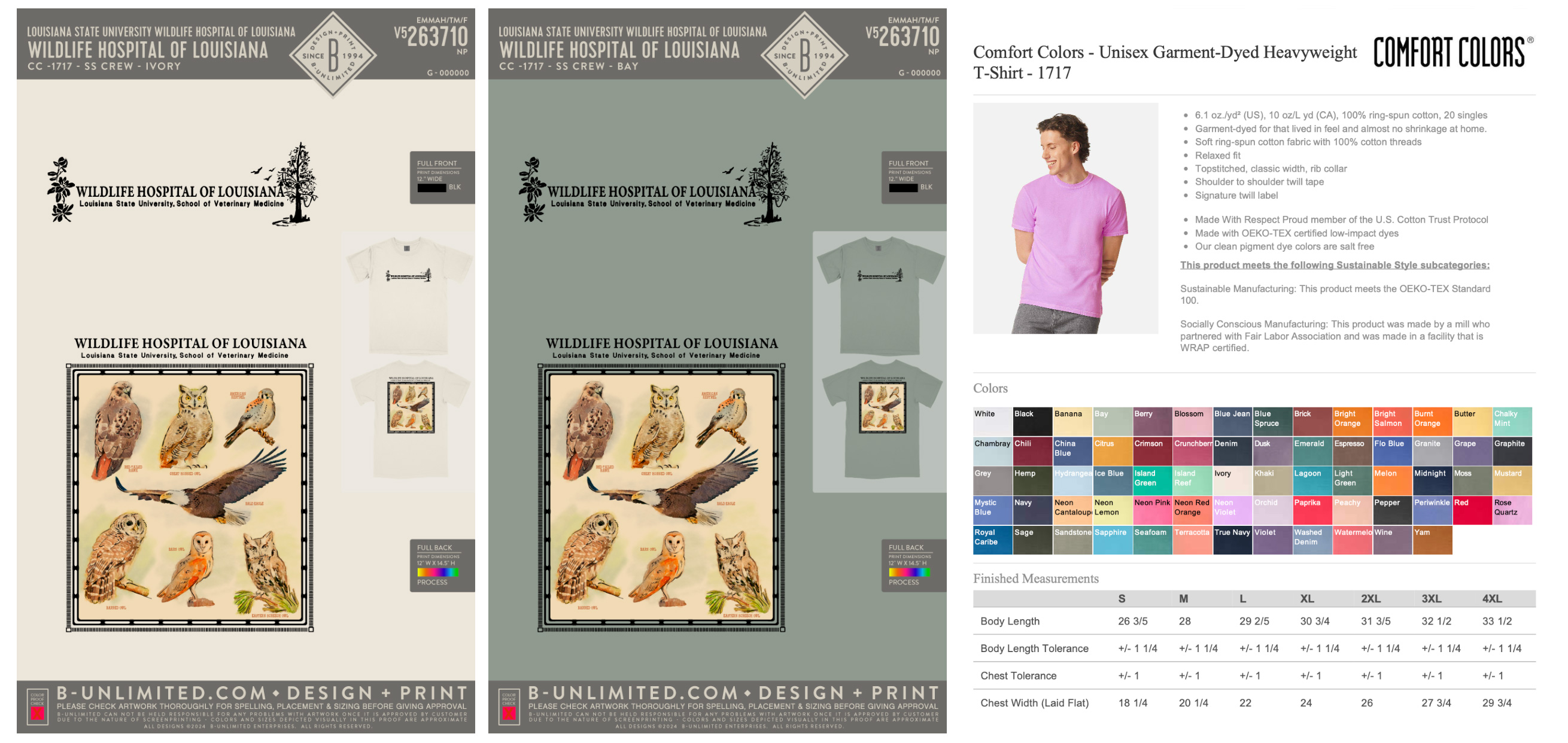 wildlife hospital t-shirt specifications